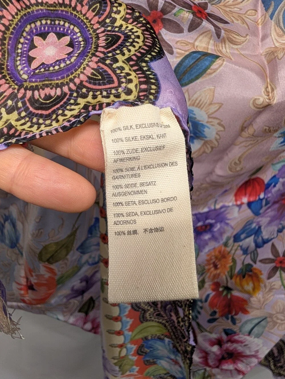 Johnny Was Floral Silk Satin Scarf Wrap - Deco Multicolor NWT